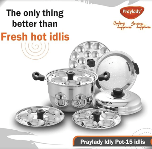 Praylady Multi Idli Pot With Stainless Steel Lid | Multi - Kadai | Idli Pot With Lid | Multi-Purpose Idly Pot | Gas And Induction Compatible (15 Multi Idli Pot) - Image 2